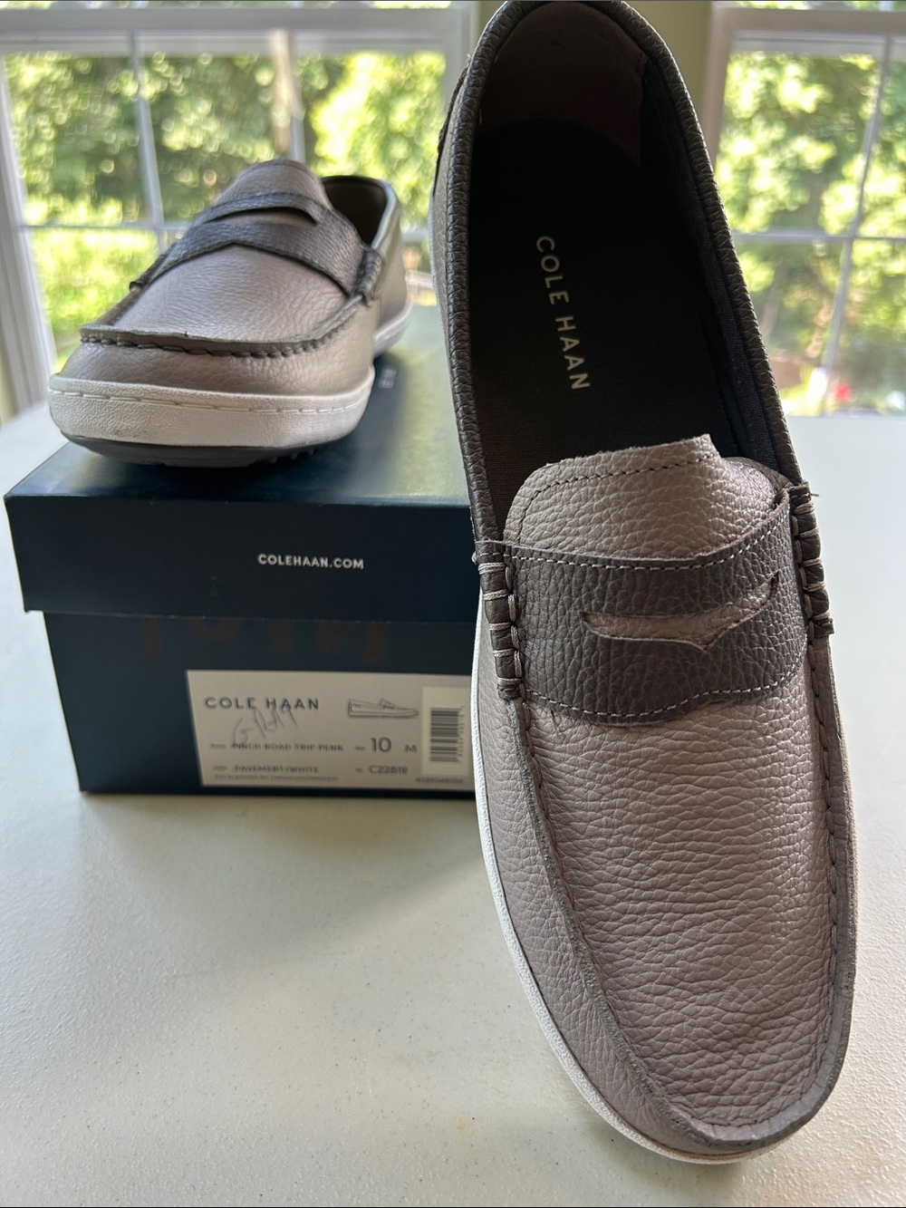 Cole Haan Men’s Pinch Road Trip Gray Leather Slip-On Loafers